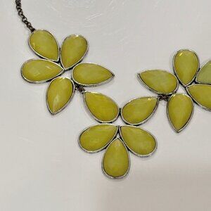 LIME GREEN YELLOW BIB FASHION NECKLACE